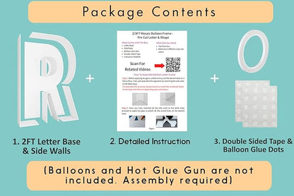 2FT Letter R Mosaic Balloon Frame Letter DIY Fillable Letters Kit for Birthday Party Wedding Backdrop Decor