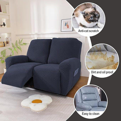 NORTHERN BROTHERS Recliner Loveseat Covers - Recliner Sofa Covers 2 Seater Loveseat Covers for Reclining Loveseat Recliner Cover, Deep Blue