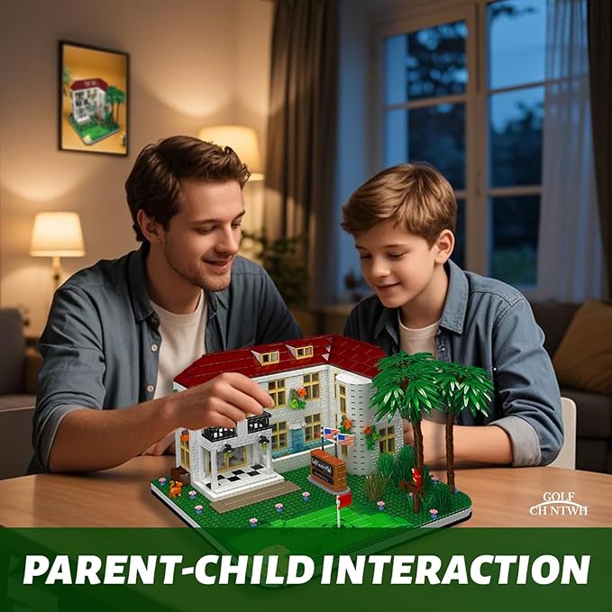 Golf Country Club Toy Building Set for Adults Compatible with Lego Golf - Architecture Building House Collection Kit 1860 Pcs for Adults & Teen & Golf Lovers, Easter Gift