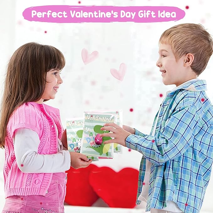 Valentines Day Gifts for Kids, 30 Pack Valentines Cards with Dinosaur Egg Hatching Bulk, Funny Dino Eggs Valentine Exchange Cards for Girls Boys Class School Classroom Party Favors