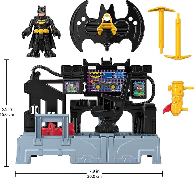 Fisher-Price Imaginext DC Super Friends, Batman Toys Bat Command Center Playset with Lights for Preschool Kids Ages 3+ Years