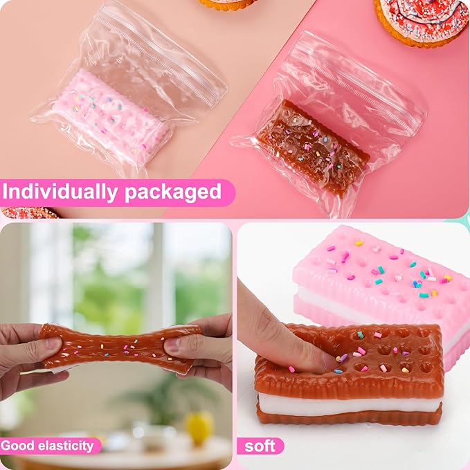 Vodolo Silicone Stress Relief Squishy,2 PCS Cookie Sticky Taba Squishy Fidget Toys Adults,Ultra-Soft Squeeze Toys,Fun Silicone Enjoy Decompression Toy,Soft and Relaxing Squeezing Toy
