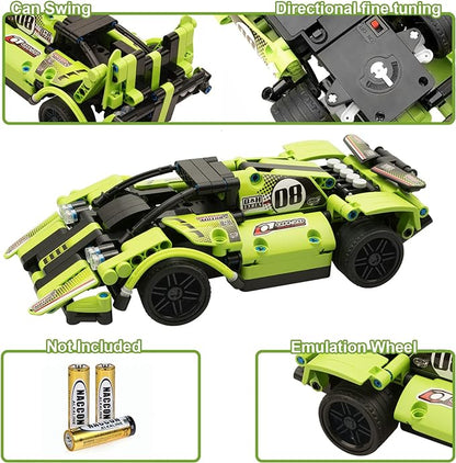 STEM Building Toys for Kids with 2-in-1 Remote Control Racer Snap Together Engineering Kits Early Learning Racecar Building Blocks - Best Gift for 6 7 8 9＋Year Old Boys and Girls