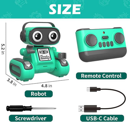 Robot Toys for Kids, Rechargeable Remote Control Toys for Boys 3-5, RC Robots with Auto-Demonstration, Recording, Repeat, Flexible Head & Arms, Dance Moves, Music, Gift Ideas for Birthday Xmas
