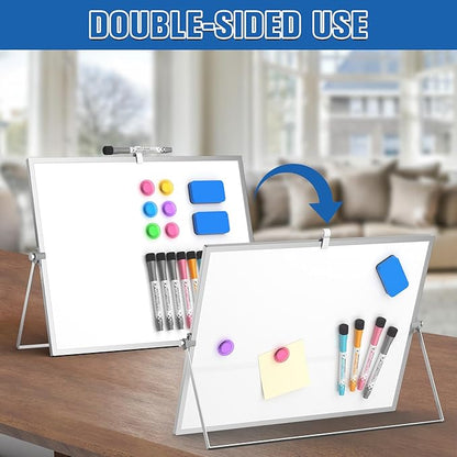 Grtard Magnetic Dry Erase Board with Stand, 18''x14'' Double-Sided White Board for Kids, Desktop Whiteboard with Stand, Large White Board, Desk Whiteboard Portable, Dry Erase Board for Kids, Memo