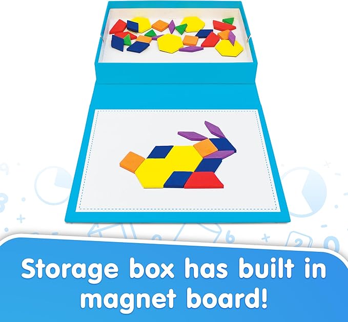 Junior Learning Rainbow Pattern Blocks, Magnetic, Assorted Colors, 100 Pieces