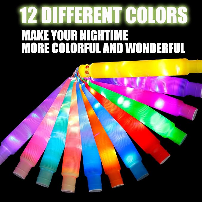 12 PCS Light up Glow Sticks for Kids 4-8-12, Bulk Party Pack Glow Bracelets Necklaces for Toddlers, Glow in The Dark Party Supplies, Valentine's Day Birthday Dancing Camping Decorations