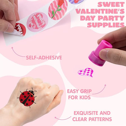 JOYIN 700+ Pcs Valentines Day Party Favor Supplies Craft Set, Foam Stickers for Kid, Tattoos, Stampers & Stickers for Decorations, Photo Props, School Classroom Holiday Exchange Game Prizes, Art Craft