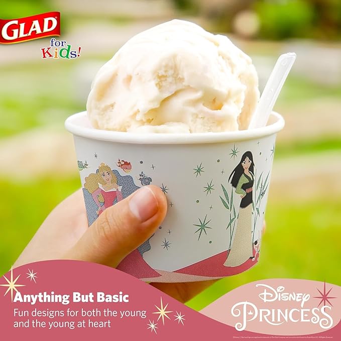 Glad for Kids Disney Princess “Magic is in All of US” 6 Oz Paper Snack Bowls | Disney Princess Paper Snack Bowls for Everyday Use, Kids Snack Bowls | Kid-Friendly, 32 Count - 10 Pack