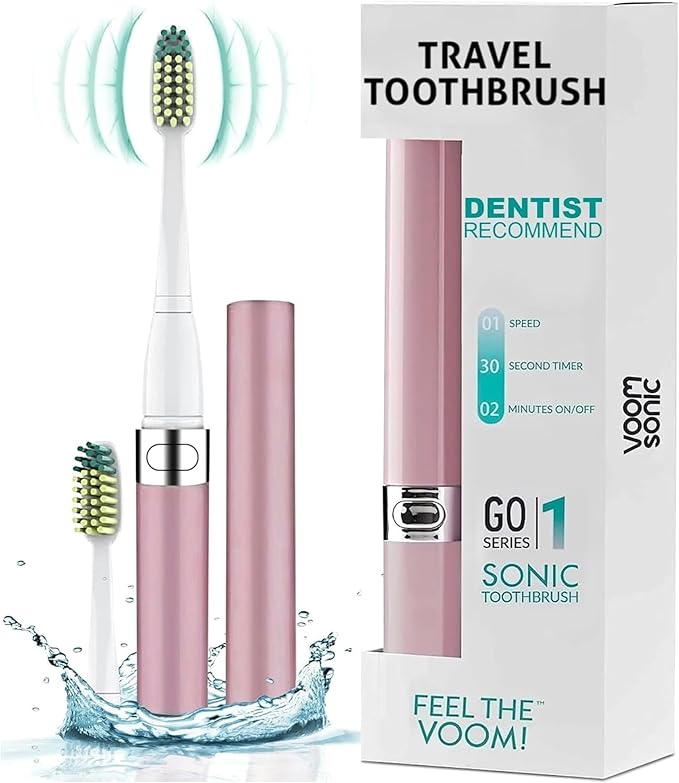 Voom Sonic Go 1 Series Travel Electric Toothbrush, Travel Toothbrush (Dentist Recommended) - Battery Operated Toothbrush for Adults & Kids, Sonic Toothbrush, Portable w/ 2 Minute Timer