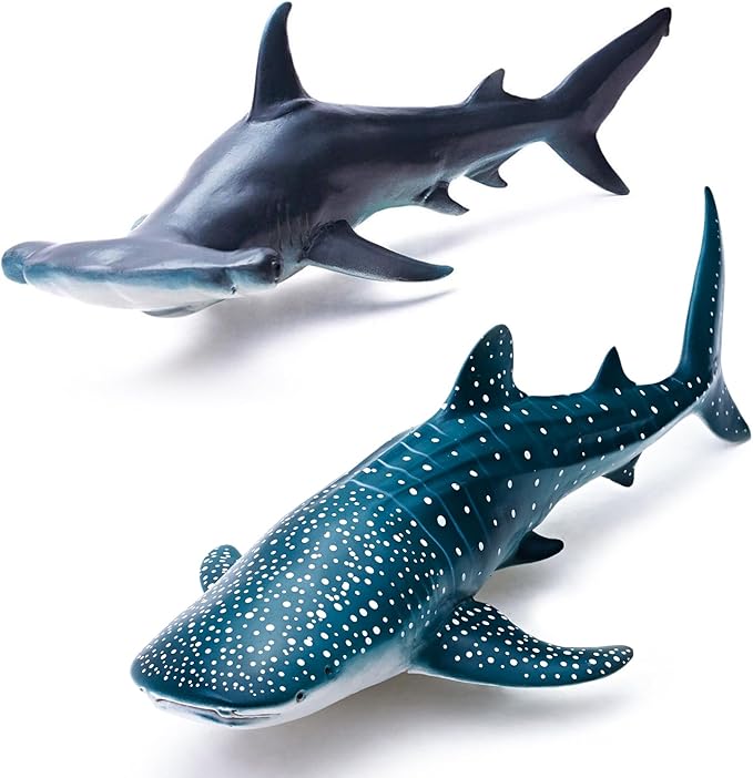 Gemini&Genius Whale Shark Hammerhead Shark Toys for Kids, Sea Animal Action Figures Ocean Model Toy Set for Kids Play or Display, Gift, Educational, Role Play, Swim, Bath and Collection for Toddlers