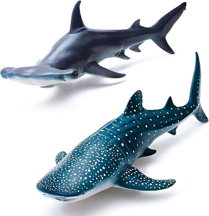 Gemini&Genius Whale Shark Hammerhead Shark Toys for Kids, Sea Animal Action Figures Ocean Model Toy Set for Kids Play or Display, Gift, Educational, Role Play, Swim, Bath and Collection for Toddlers