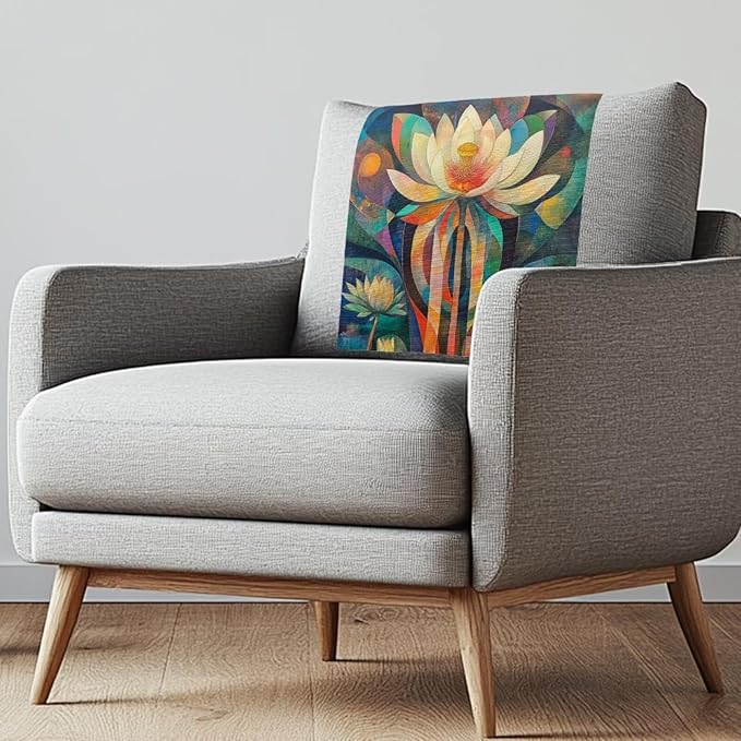 Lily Flower Head Rest Cover for Recliner Washable Sofa Headrest Covers Couch Headrest Covers Furniture Protector for Living Room Home 2 Pcs