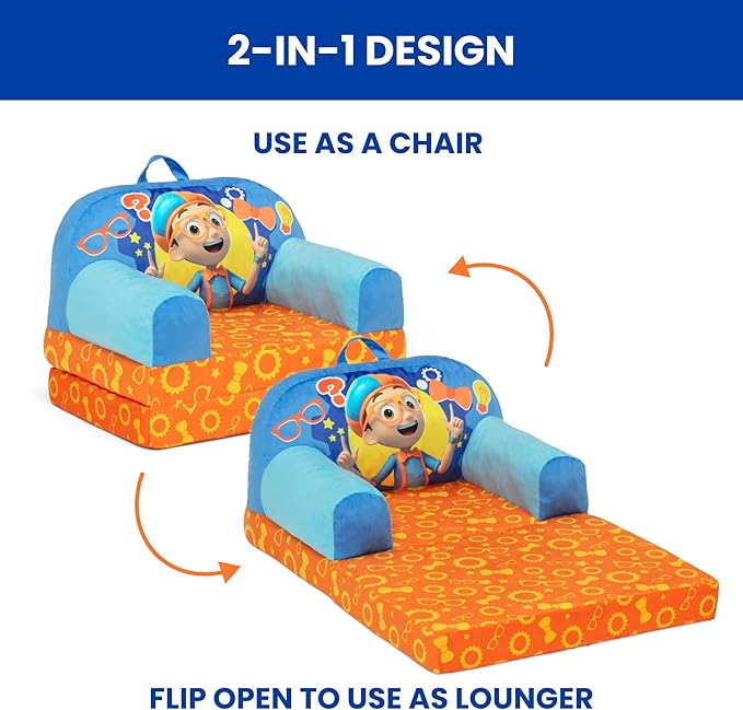Delta Children - Blippi Cozee Buddy Flip-Out Kids Chair, Blue