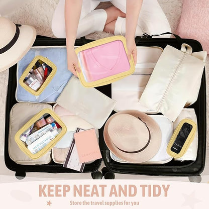 YOPCDJ 5PCS Diaper Bag Organizer Pouch Set, TSA Approved Toiletry Bag，Clear Waterproof TPU Makeup Bag Set Travel Organizer Bags for Women and Kids