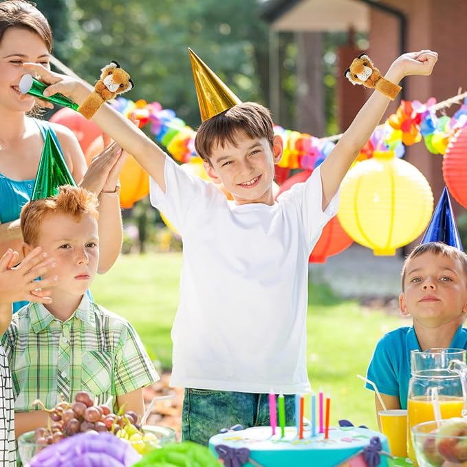 Kisangel 1pc Plush Huggable Stuffed Animals Jungle Themed Slap Bracelet Wrist Hugger Plush for Jungle Party Favors(As Shown 2)