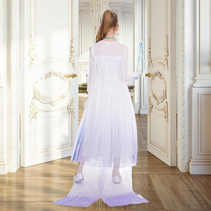 Elsa Costume for Girls 3-12 - Elegant Elsa Dress with Accessories - Princess Dress Up Clothes for Holiday Parties