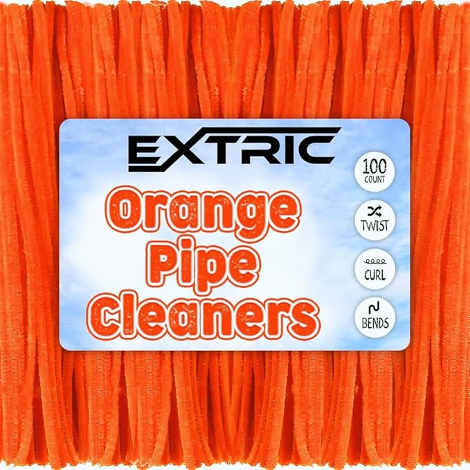 Pipe Cleaners Craft - 100 Pcs Orange Chenille Stems, 6mm x 12 Inch Fuzzy Sticks, Great for DIY Arts and Craft Projects and Decorations