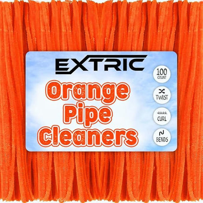 Pipe Cleaners Craft - 100 Pcs Orange Chenille Stems, 6mm x 12 Inch Fuzzy Sticks, Great for DIY Arts and Craft Projects and Decorations