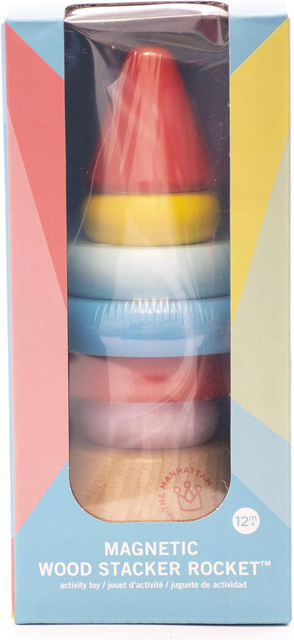 Manhattan Toy Stacker Rocket Baby and Toddler 7 Piece Magnetic Wooden Stacking Toy Set