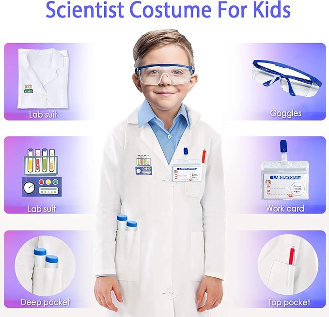 Educational Science Kit Kids Toys - 56 Science Lab Experiments, Science Kits for Kids Age 6-8-10-12, 70+ PCS DIY Stem Projects with Lab Coat Scientist Costume, Educational Toys for Kids Girls Boys