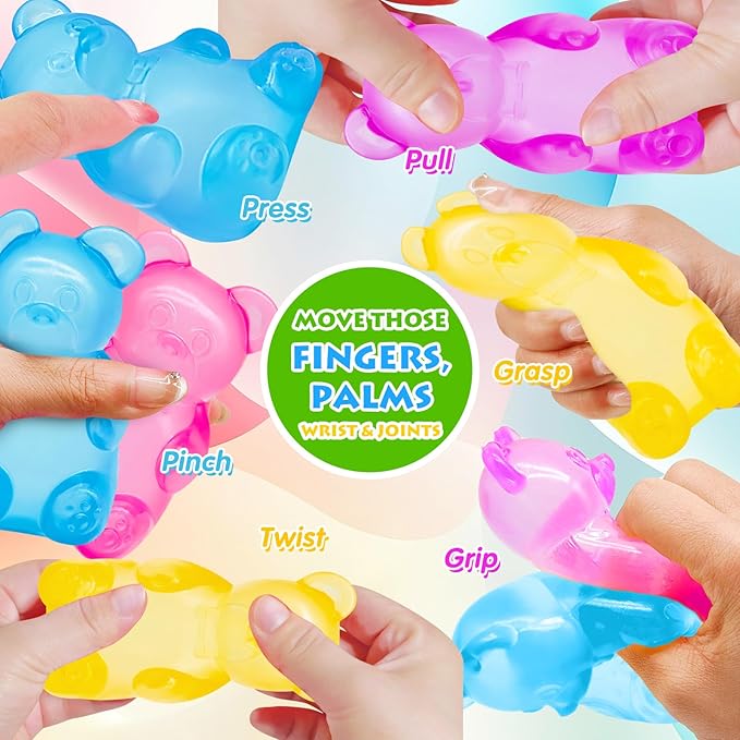 Fidget Toys Gummy Bear, Stress Cube Squishies Anxiety Stress Relief, Ice Squishy Stress Cube-Drop Malt Sugar Balls, Sensory Ball for Kids with Autism (Orange, 1)