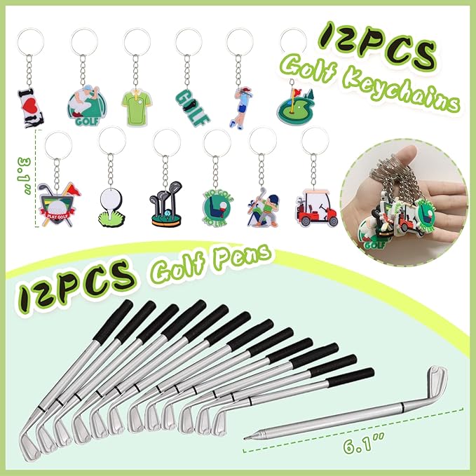 Golf Party Favors 110Pcs Golf Themed Birthday Party Supplies Include Keychains Slap Bracelets Goodie Bags Stickers Golf Themed Party Favors Gifts for Pinata Filler
