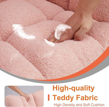 Sweetcrispy Rocking Chair Nursery, Teddy Upholstered Glider Rocker with High Backrest, Reading Chair Modern Rocking Accent Chairs Glider Recliner for Living Room, Nursery, Bedroom