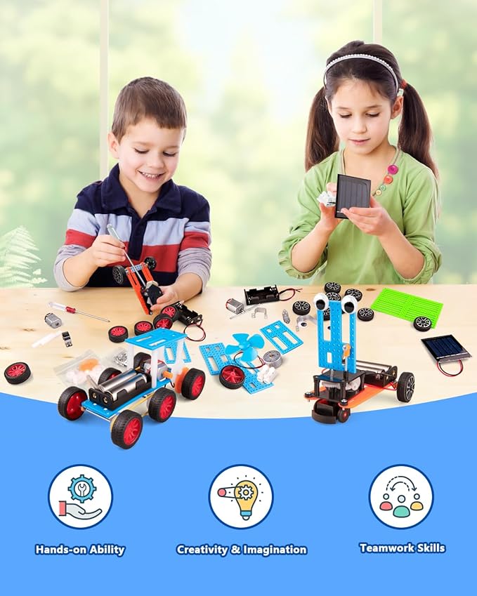 6-in-1 STEM Kit for Kids Ages 6-12, STEM Toys for Boys Ages 8-12, Robot Building Kit & Car Crafts for Kids, Science Activities Robotics Kits for 6 7 8 9 10 12 Year Old Boys Girl Birthday Gifts