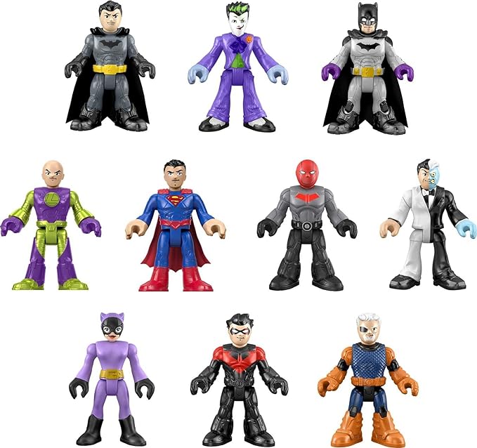 Fisher-Price Imaginext DC Super Friends Batman Toys, Ultimate Hero Villain Match-Up, 10 Figures & 10 Accessories for Pretend Play Kids Ages 3+ Years (Amazon Exclusive)