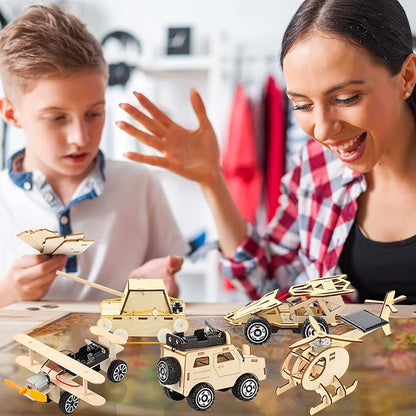 Chivao 7 in 1 Stem Kit Wood Projects for Kids to Build 3D Wooden Stem Building Kit Puzzles Mechanical Car Educational Science Models Building Toys for Kids 8 9 10 11 12 Year Old