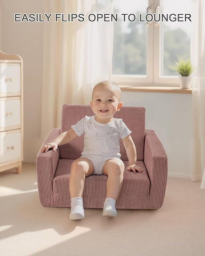 Toddle & Kids Chair,2-in-1 Soft Toddler Couches That Fold Out,Toddler Chairs Comfy 1-3 Years Old,Convertible Sofa to Lounge,Pink