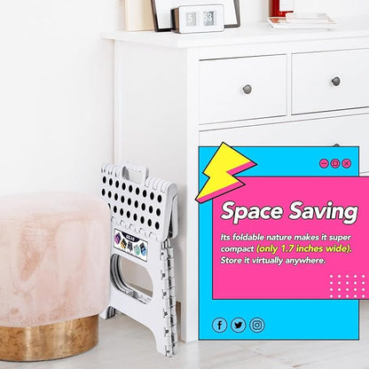 Delxo Folding Step Stool,11 Inch Foldable Step Stools for Kids & Adults,Portable Collapsible Step Stool with Handle, Lightweight Plastic Folding Stool for Kitchen Bathroom,Bedroom (White 12 Packs)