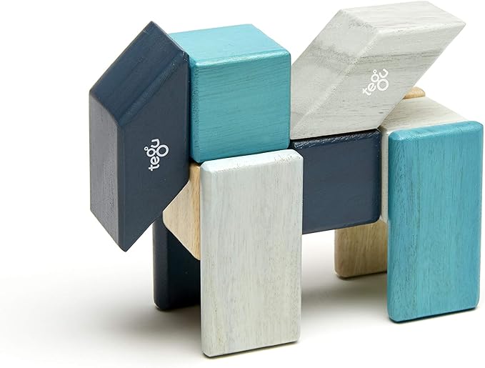 24 Piece Tegu Magnetic Wooden Block Set, Blues, 1-99 years old