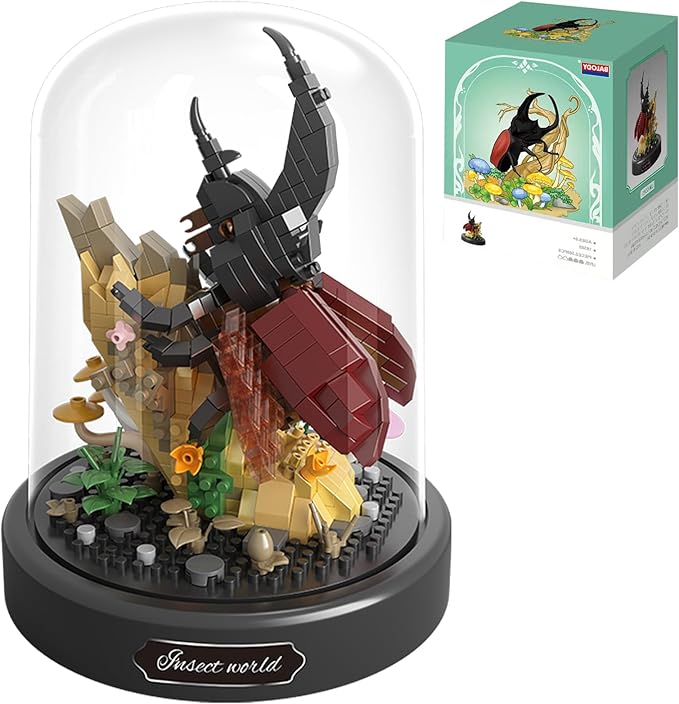 Insects Plant Bonsai Building Set,Adult Mini Animals Friend Set,Insect Collection Gift for Kids,Party Favors Bugs Building Block Kit,Valentines New Year Birthday Gift for Boys Girls(Beetle)