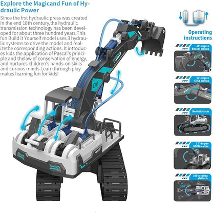 STEM Building Blocks Assembled Engineering Vehicle Hydraulic Power System, Science and Technology Small Production Science Experiment Set Educational Toys,Perfect for Boys Age 8-12