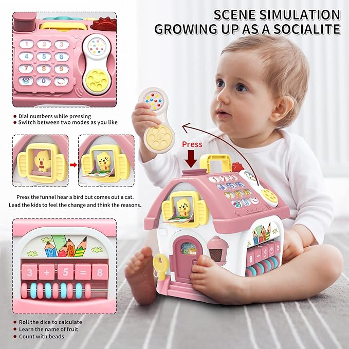Ming You Montessori Toys for 1+ Year Olds Girl Gifts - 8-in-1 Musical Learning House Baby Toy 6-12 12-18 Months, Toddler Toys Age 1, 2 Year Old Girl Birthday Gifts