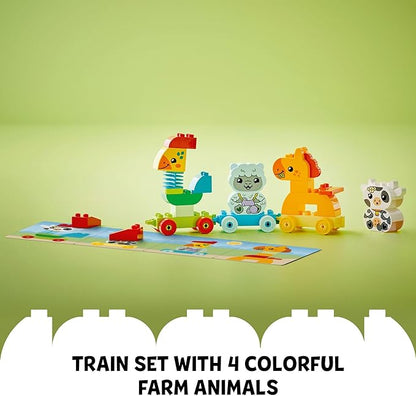 LEGO DUPLO My First Animal Train Building Set and Horse Toy, Educational Toy for Toddlers Ages 1-3 with 4 Animal Figures, Creative Nature Toy Birthday Gift for Animal Loving Preschoolers, 10412