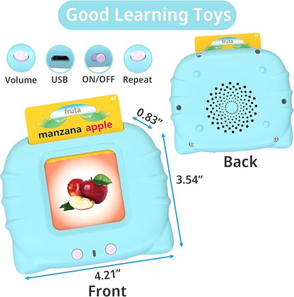 Spanish Learning Flash Cards for Toddlers 2-4 Years Bilingual Spanish English, Speech Therapy Toys, Preschool Educational Learning Talking Sight Words Flash Cards for Boys, 224 Sight Words