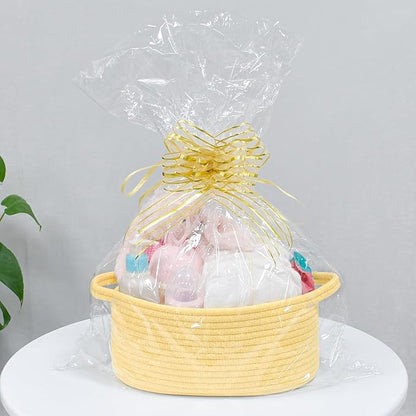 ABenkle Small Basket with Handles - Decorative Durable Rope Woven Storage Bin Shelf Storage Organizer Cube, Easter Baby Gift Basket, 12"x8"x5"
