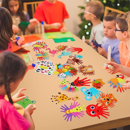 Sumind 16 Sets Arts and Crafts Kits for Kids Ages 3-5 Toddlers Craft Kit for Preschoolers Kindergarten Elementary Animal Handprint Educational Learning Easy Fun School Birthday Gift for School Opening