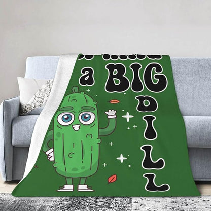 Pickle Blanket for Women Men, Cute I'm Kind of a Big Dill Themed Design Printed Throw Blankets for Teens Adults Lap, Couch Bed, Warm Soft Cozy Blanket, 60"x 80"