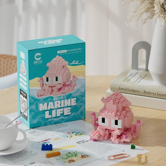 Marine Animals Building Blocks Sets Mini Building Blocks Ocean Animal Sea Creatures Building Blocks Set Mini Building Blocks Toys STEM Gifts for Kids Adult(Octopus)
