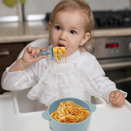 Baby Spoons and Forks Feeding Set, 6 Pack Silicone First Stage Self Feeding Toddler Utensils, BPA Free, Baby Led Weaning Supplies for Training Spoons