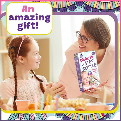 PURPLE LADYBUG Decorate Your Own Water Bottle for Girls Craft Set - Gifts for 6 Year Old Girl, 10 9 8 7 Year Old Girl Gifts, Fun Coloring Crafts for Girls Ages 6-8, School Water Bottles for Kids