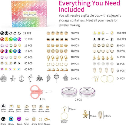 20,000 Pcs Clay Beads Bracelet Making Kit, 120 Colors 6 Boxes Polymer Beads Spacer Heishi Beads & Jewelry Kit with Pendant Charms Elastic Strings, Crafts Gift for Kids Adults