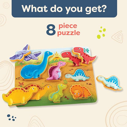 B. toys- Peek & Explore - Dinosaurs- Wooden Puzzle – Chunky Puzzle for Toddlers, Kids – Dinosaur Puzzle – Educational & Developmental Toys – 2 Years +