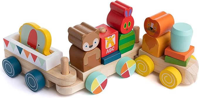 KIDS PREFERRED World of Eric Carle The Very Hungry Caterpillar Wooden Train Set, 12 Pieces