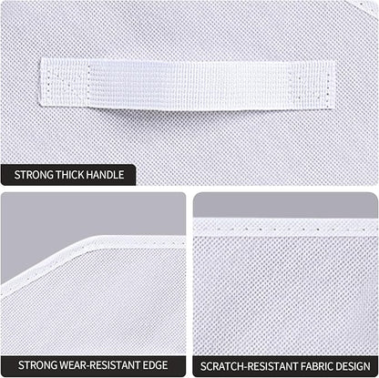 Homsorout Closet Baskets for Shelves Trapezoid - Decorative Storage Baskets with Handle, Closet Bins for Organization, Shelf Storage Bins for Clothes, Books, Home, Office, 3 pack, White