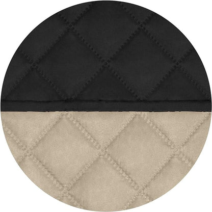 PureFit Reversible Quilted Sofa Cover, Water Resistant Slipcover Furniture Protector, Washable Couch Cover with Non Slip and Elastic Straps for Kids, Dogs, Pets (Loveseat, Black/Beige)